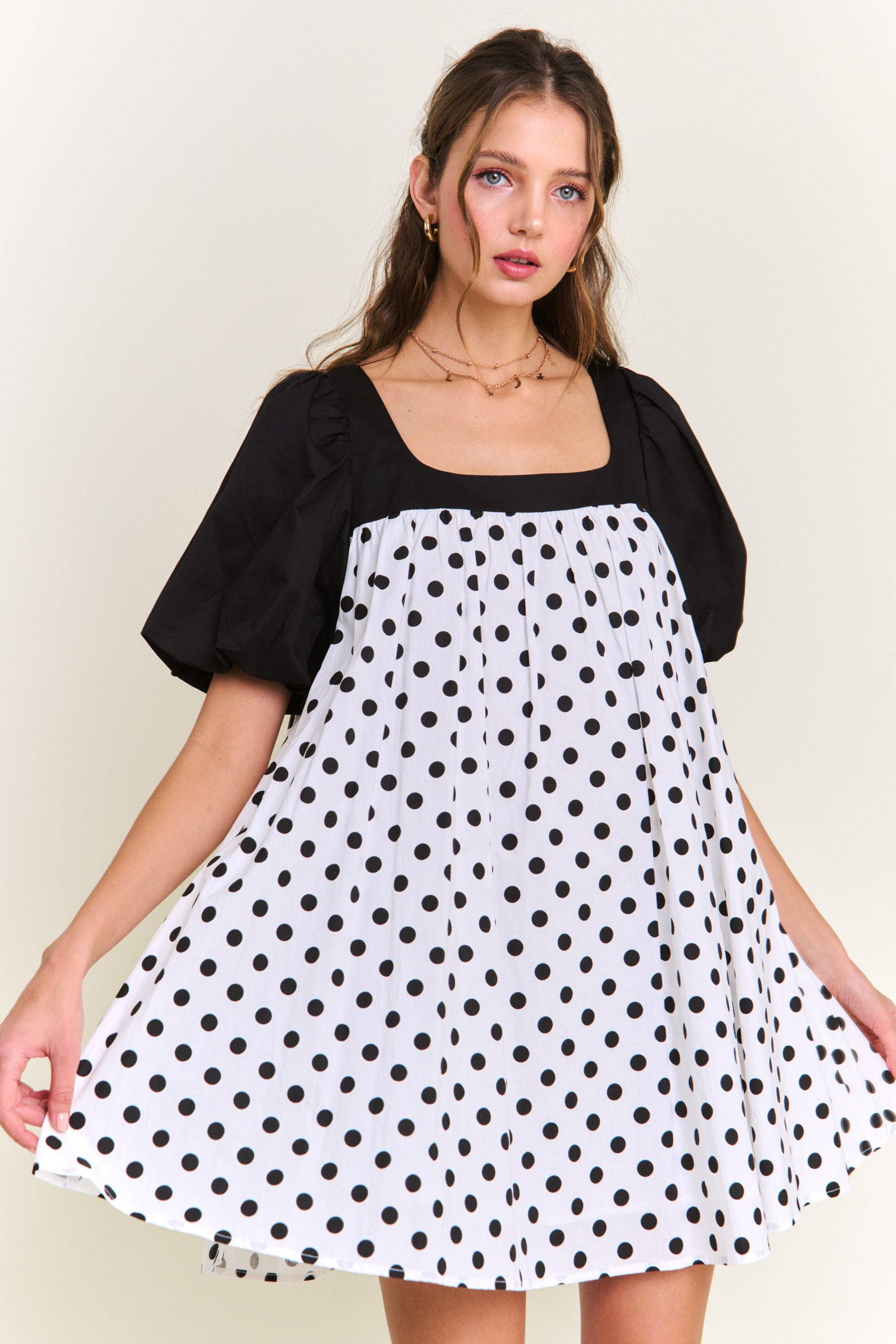 Blanco Minivestido lunares de venta al por mayor en Faire12