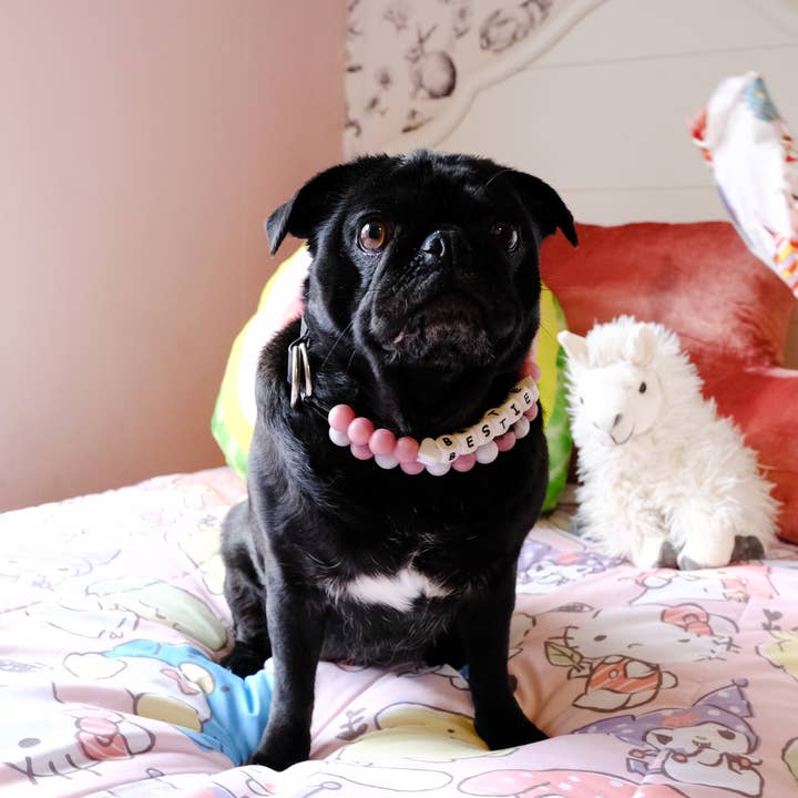 Mimi Green - Wholesale Pet collar – Dog - Rose Gold Dog Collar | Pink Beaded Collar with Name 4