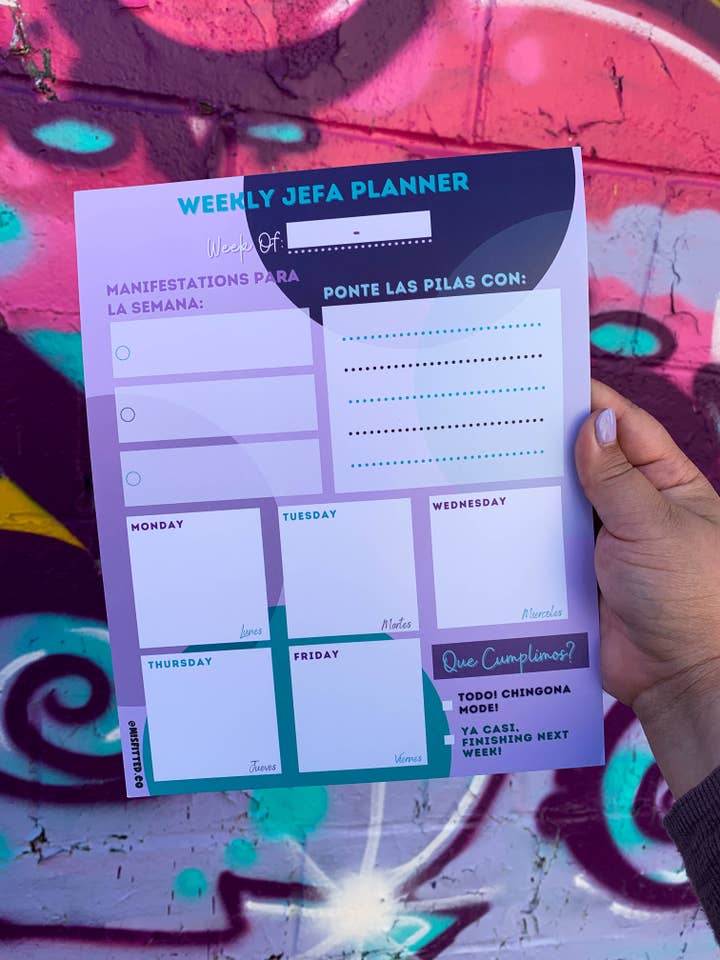 Weekly Jefa Planner (In Spanglish!) for wholesale by MISfitted.Co