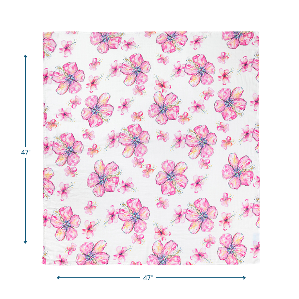 Coco Moon - Wholesale Swaddle - Baby - Hibiscus Kiss Muslin Swaddle Blanket6