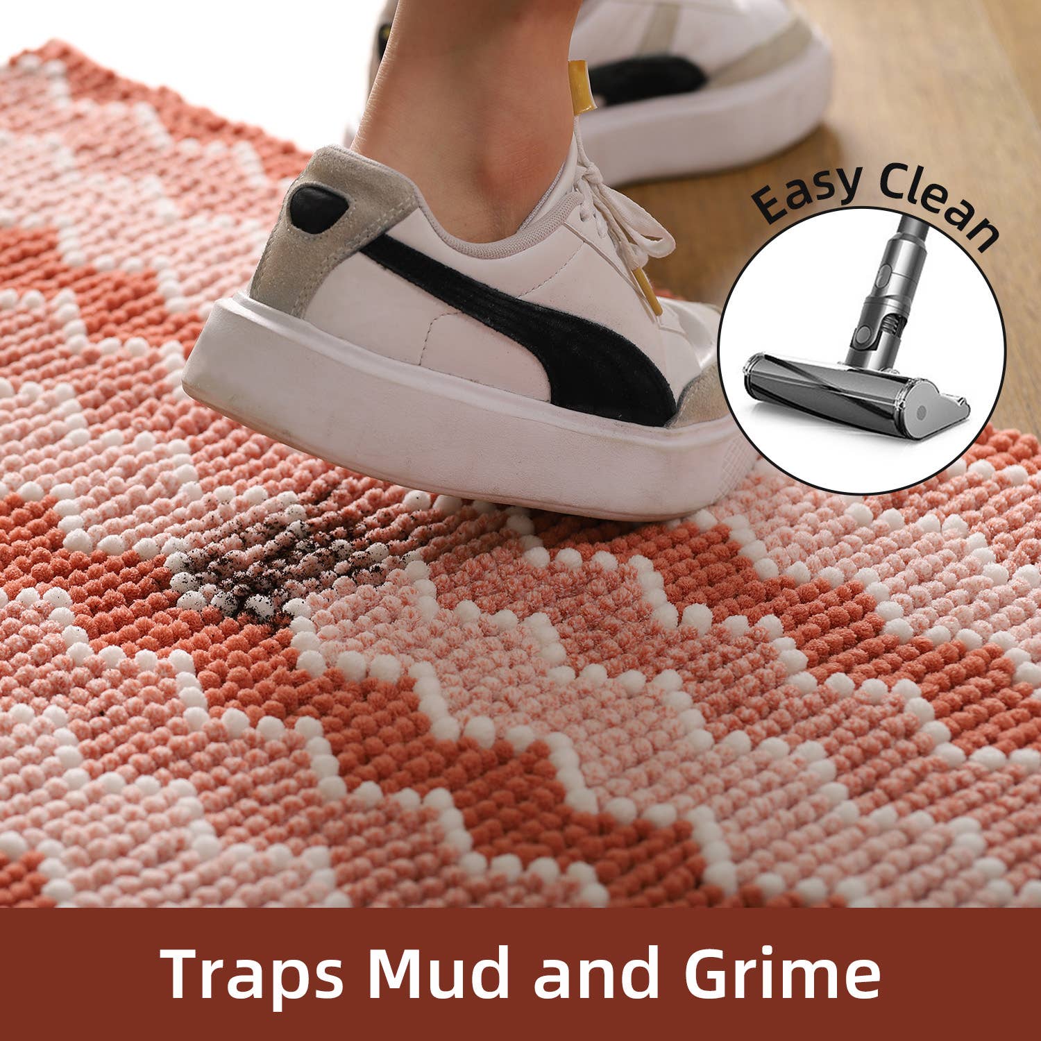 Kasentex – Tapete de banho por atacado – Tapete de Banheiro Macio de Chenille com Design Geométrico Antiderrapante11