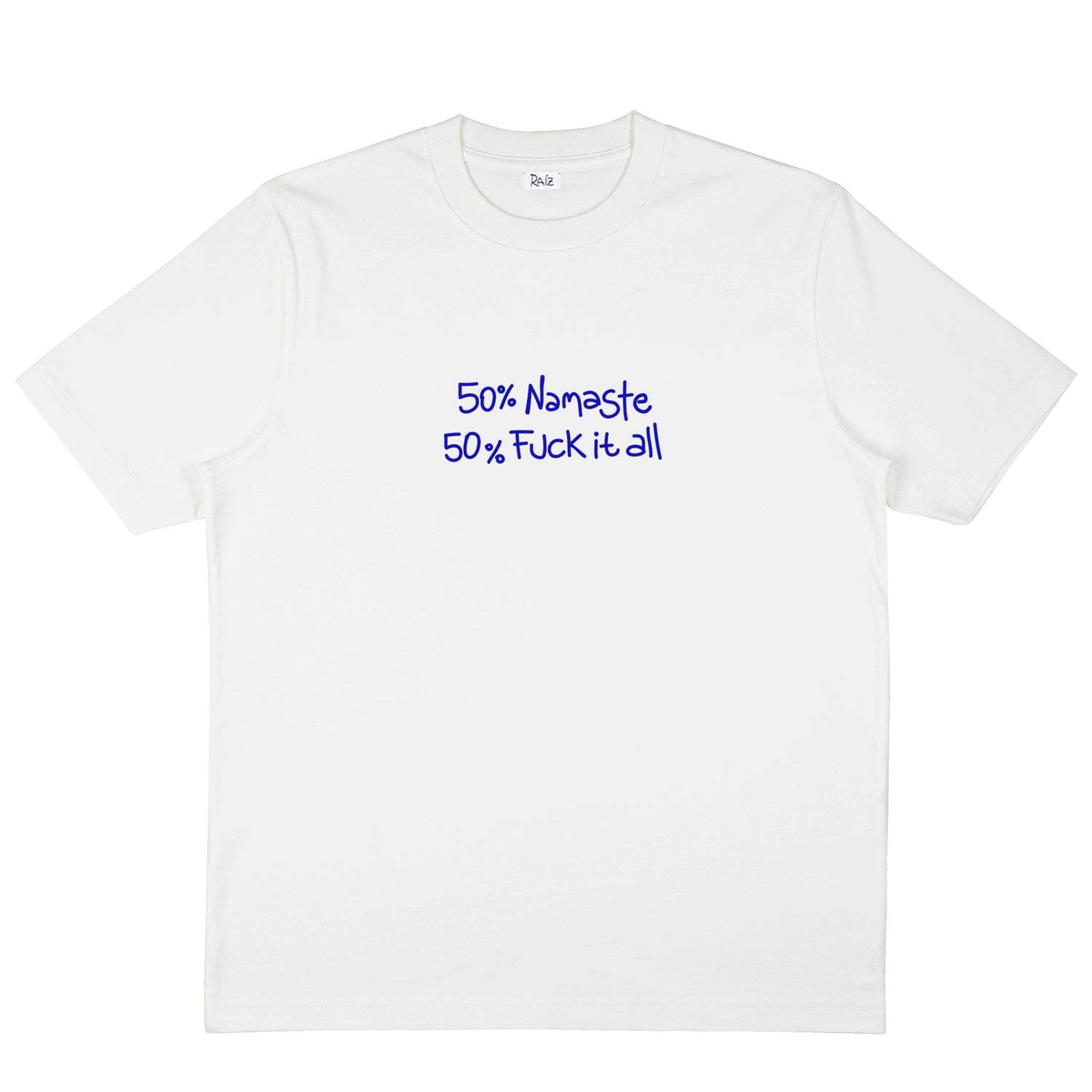 RAIZ - Vendita all'ingrosso Maglietta serigrafata - Unisex - T-shirt Namaste in cotone organico 100%, bianca0