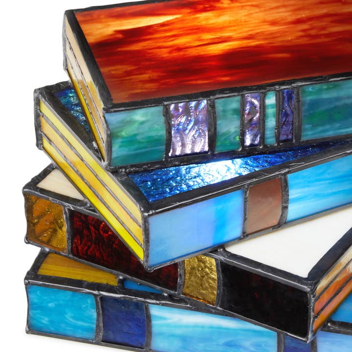 River of Goods - Wholesale Accent/Desk Lamp - 5.75"H Multi-Colored Book Stack Stained Glass Accent Lamp