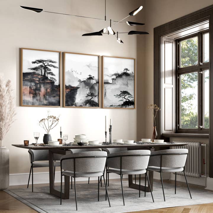 Living Room Wall Decoration | Set of 3 Asian Inspired Wall art Prints for wholesale by About Wall Art