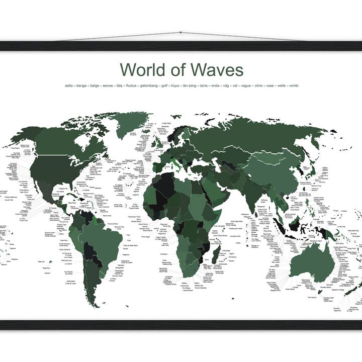 catchinq - Venta al por mayor Pósteres - Mapa de surf de World of Waves - Versión verde bosque