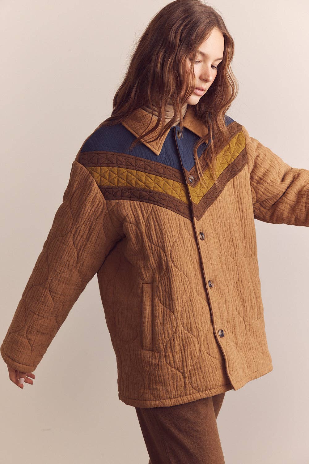 Coco Color block cotton bomber jacket for wholesale on Faire4