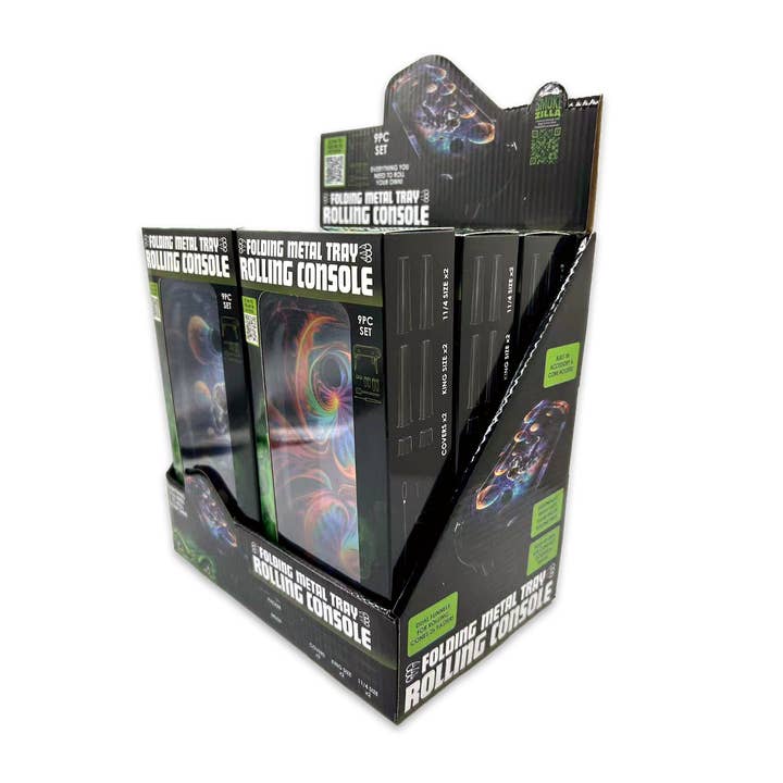 Folding Metal Tray Rolling Console Tool Set Boxed- 6/Display for wholesale by Novelty Brands