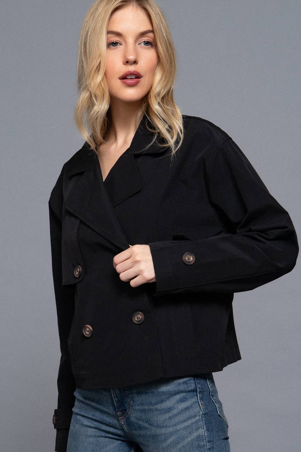 Active Basic | Active USA - Vente Veste – femme - Veste courte trench croisée à manches longues2