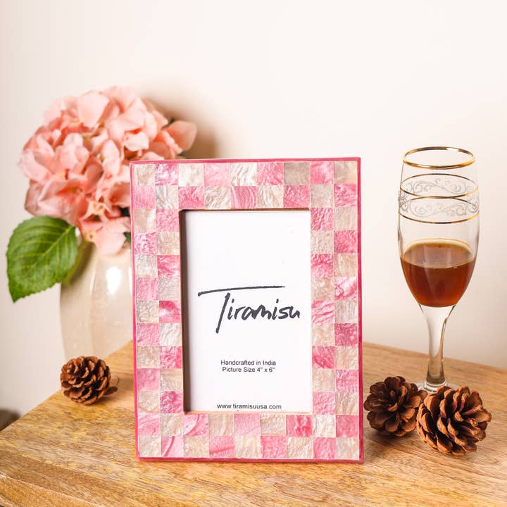Rosy Reverie: Pink & Ivory Resin Picture Frame for wholesale by Tiramisu