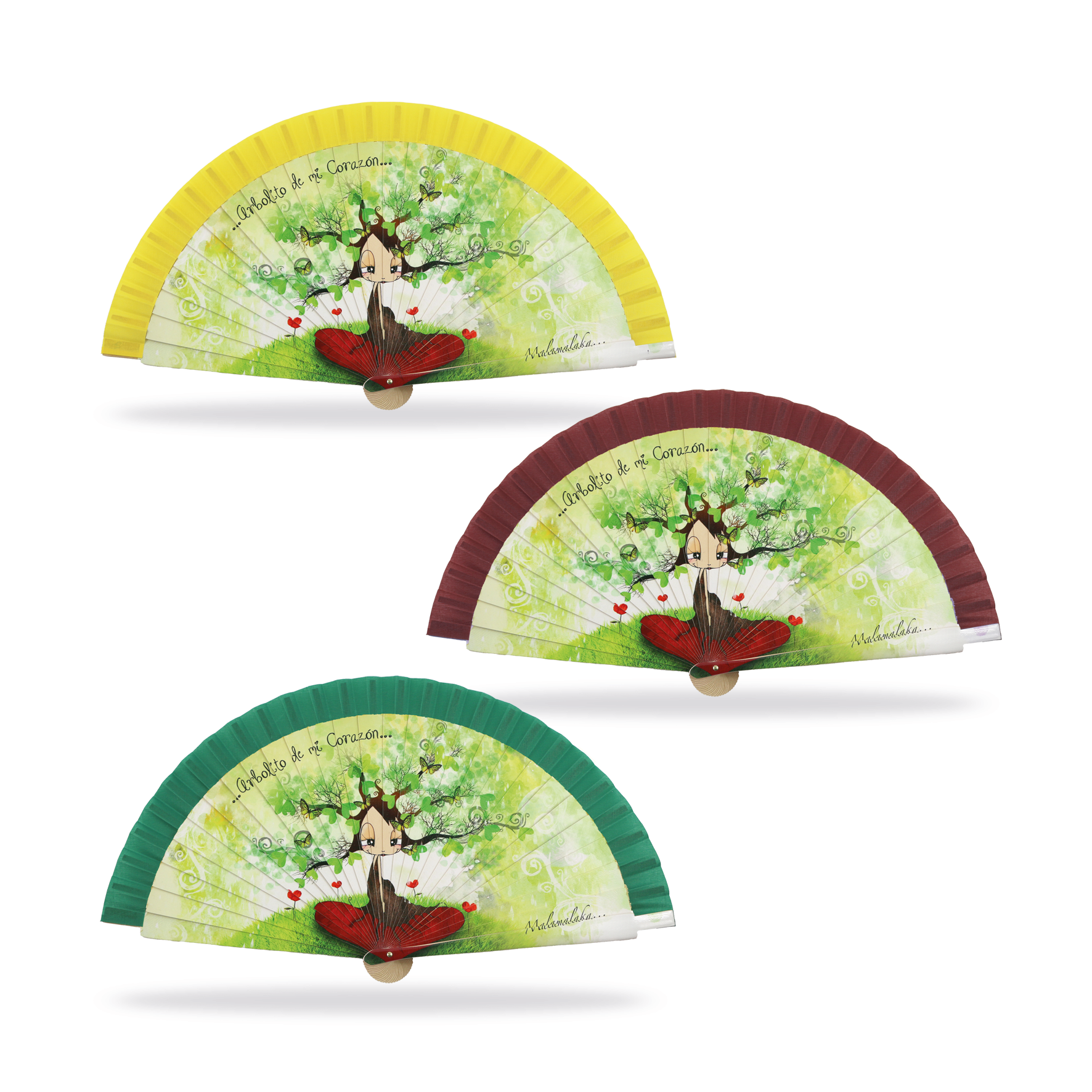 Cuatrogotas - Wholesale Party/Paper Folding Fan - Malamalaka Fan, made of natural TREE wood. Ref-M31130
