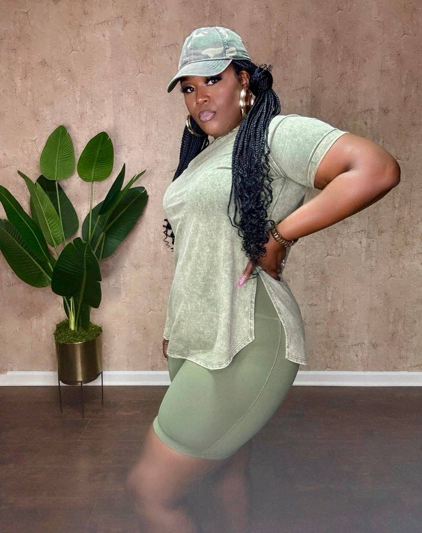 Ash Olive ACID WASHED BIKER SET (Ash Olive) for wholesale on Faire0