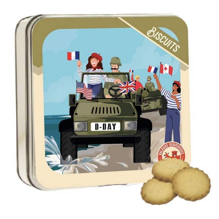 Produits-Normandie - Wholesale Cookie - Normandy shortbread - D-Day “Libération” metal box - 120g