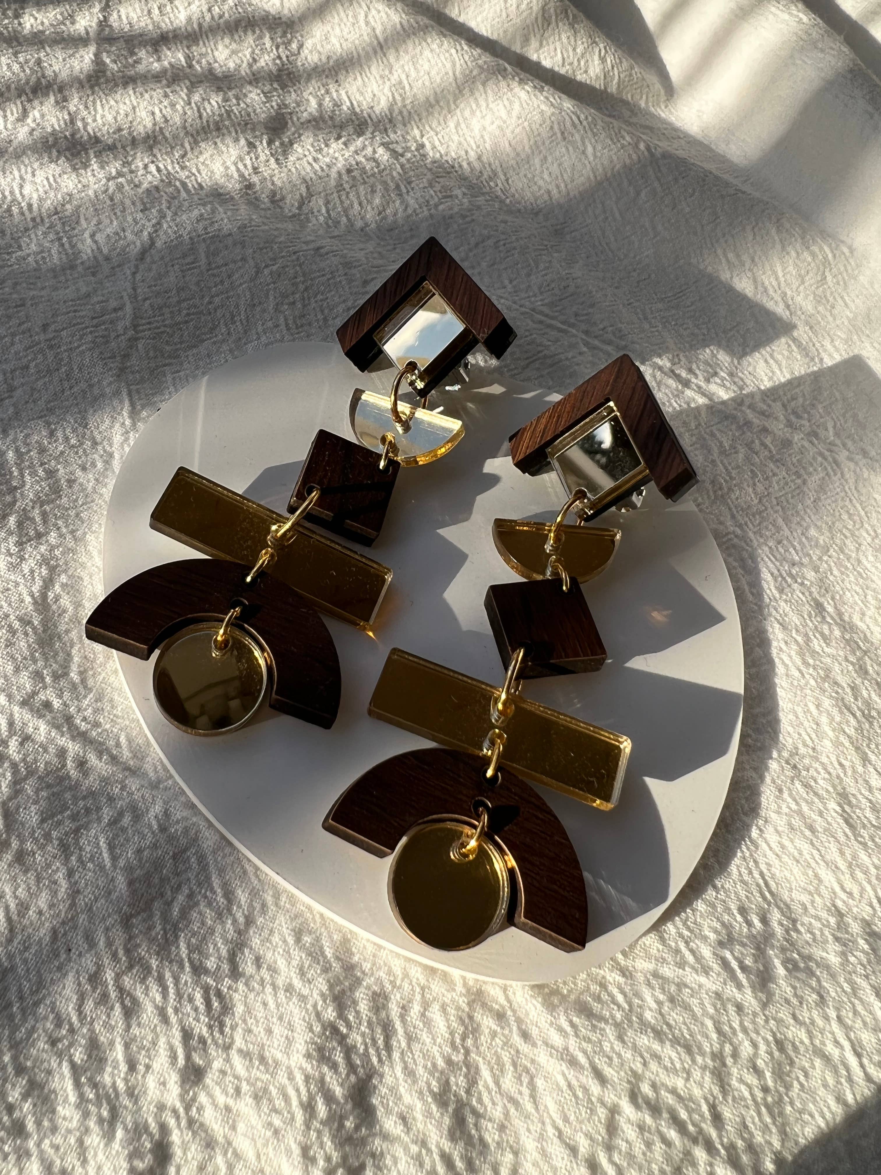 Christina Christi - Wholesale Dangle Earrings - Handmade Wooden Earrings Clip On, Dangle Earrings, Drop Earr1