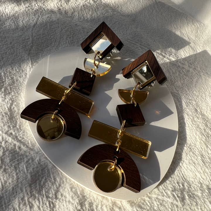 Christina Christi - Wholesale Dangle Earrings - Handmade Wooden Earrings Clip On, Dangle Earrings, Drop Earr1