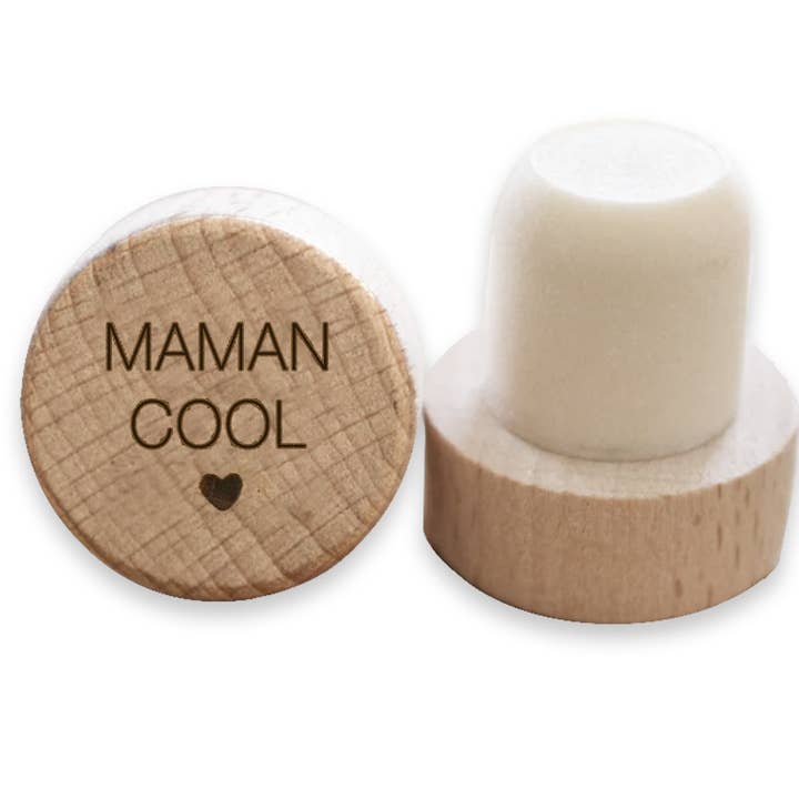 Maman Cool reusable engraved wooden wine cork for wholesale by Wantit