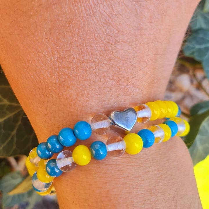 Bracelet Coeur Bleu et Jaune H08 pour la vente par Dumagny & Co