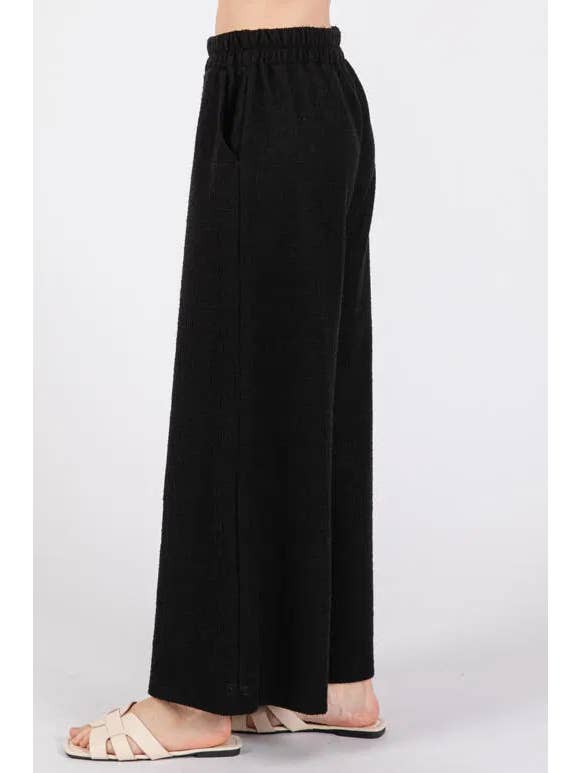 Negro Pantalones de Tweed de Pierna Ancha de venta al por mayor en Faire