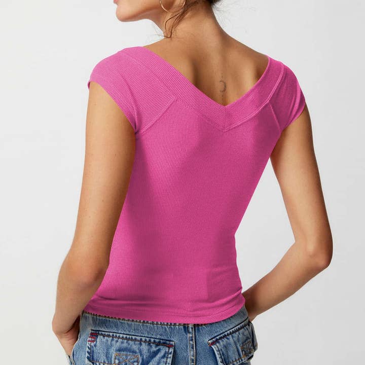 HIDDENBRAND - Wholesale Knit Top - Women's - Slim Solid Color Bottom Shirt T-Shirt21