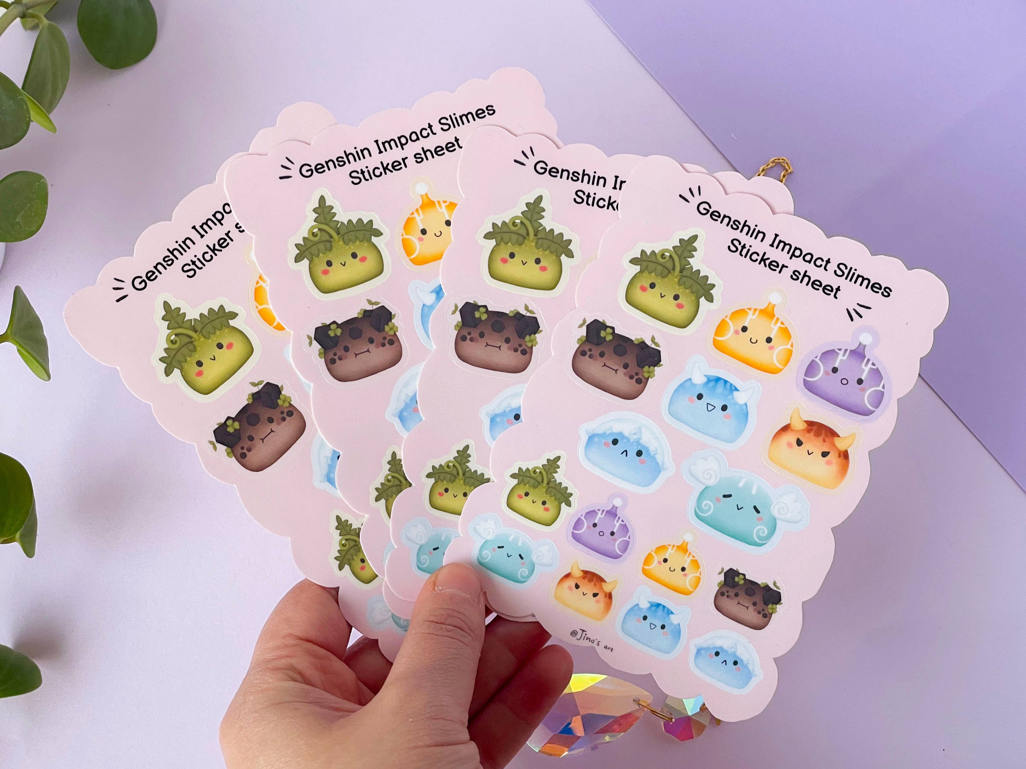 Jino's Art - Wholesale Sticker - Genshin Impact Element Slime sticker sheet - Cute Video Game1