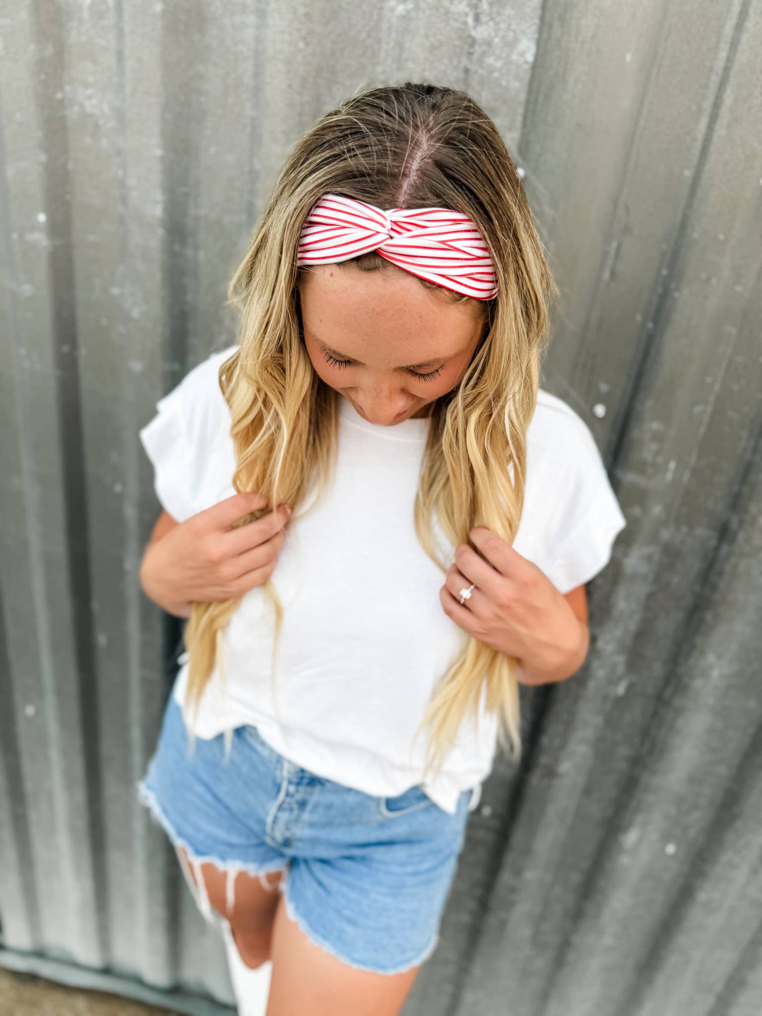 Ruby Red Threads - Wholesale Fashion Headband - Women's - Red/White Mini-Striped Turband Headband