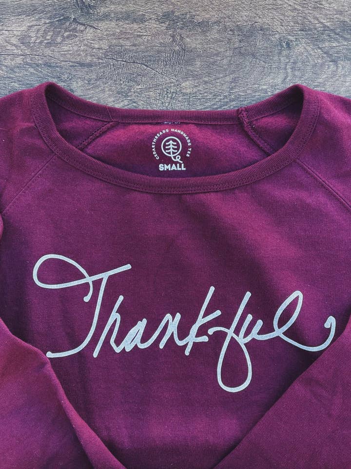 Women’s Thankful Crewneck Sweatshirt for wholesale by CedarThreads Co