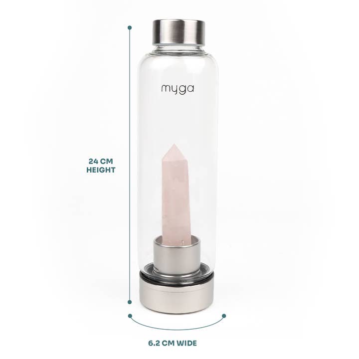 Myga Eco - Wholesale Water Bottle - Rose Quartz Crystal Glass Water Bottle