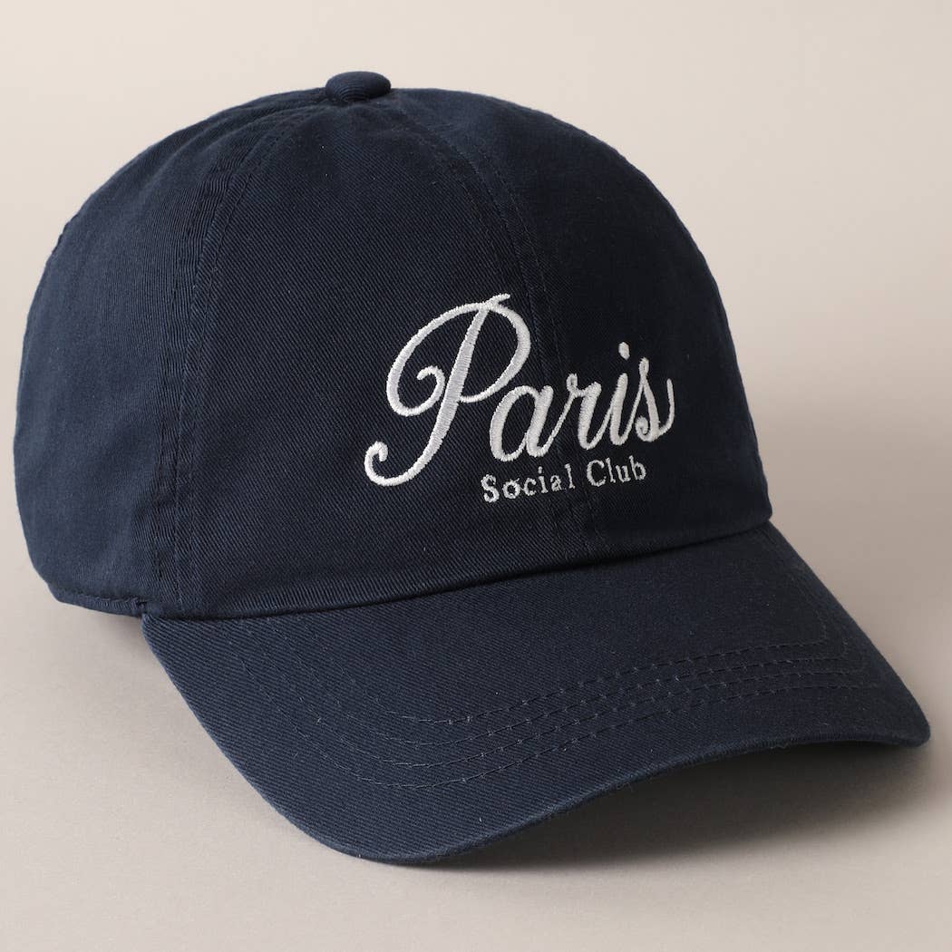 Fashion City - Wholesale Baseball Cap - Women's - Paris Social Club Text Embroidery Baseball Cap2