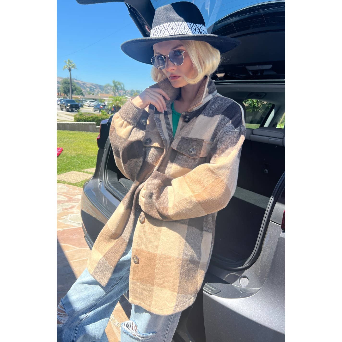 Mapcie – wholesale Jacket – Women's – PLAID SHACKET WITH POCKETS10