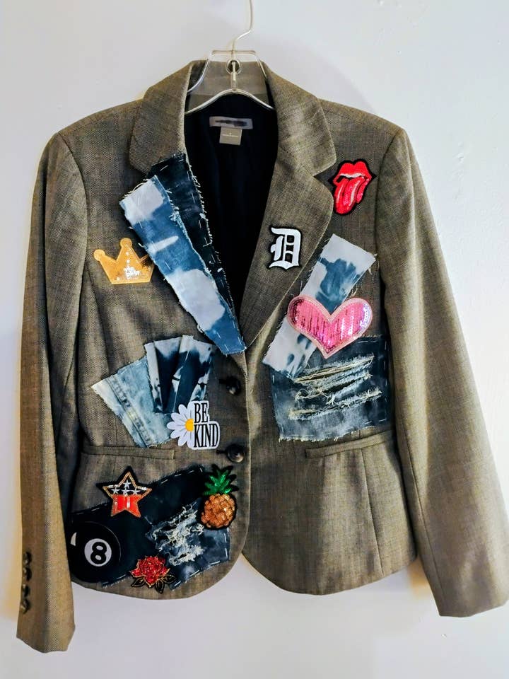 Thrifted, dry cleaned & designed - size 8 grey waist length for wholesale by Swanky Lady Couture