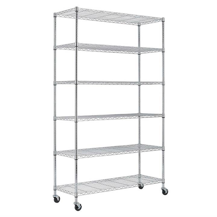 Heavy Duty 6-Shelf Metal Storage Rack Shelving Unit with Casters for wholesale by American Smart