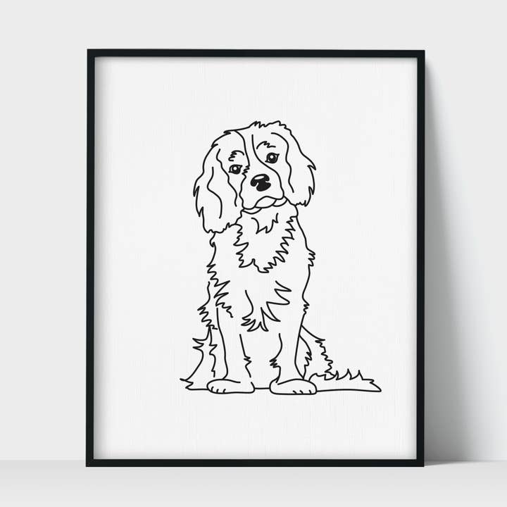 Dog King Charles Spaniel Unframed Art Print for wholesale by Scenic Route Shop