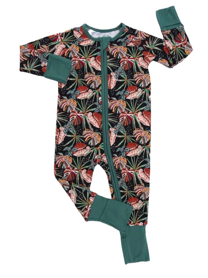 Leaf It To Me- Tropical Plants Bamboo Zippy Pajamas for wholesale by Sunshine Luckies