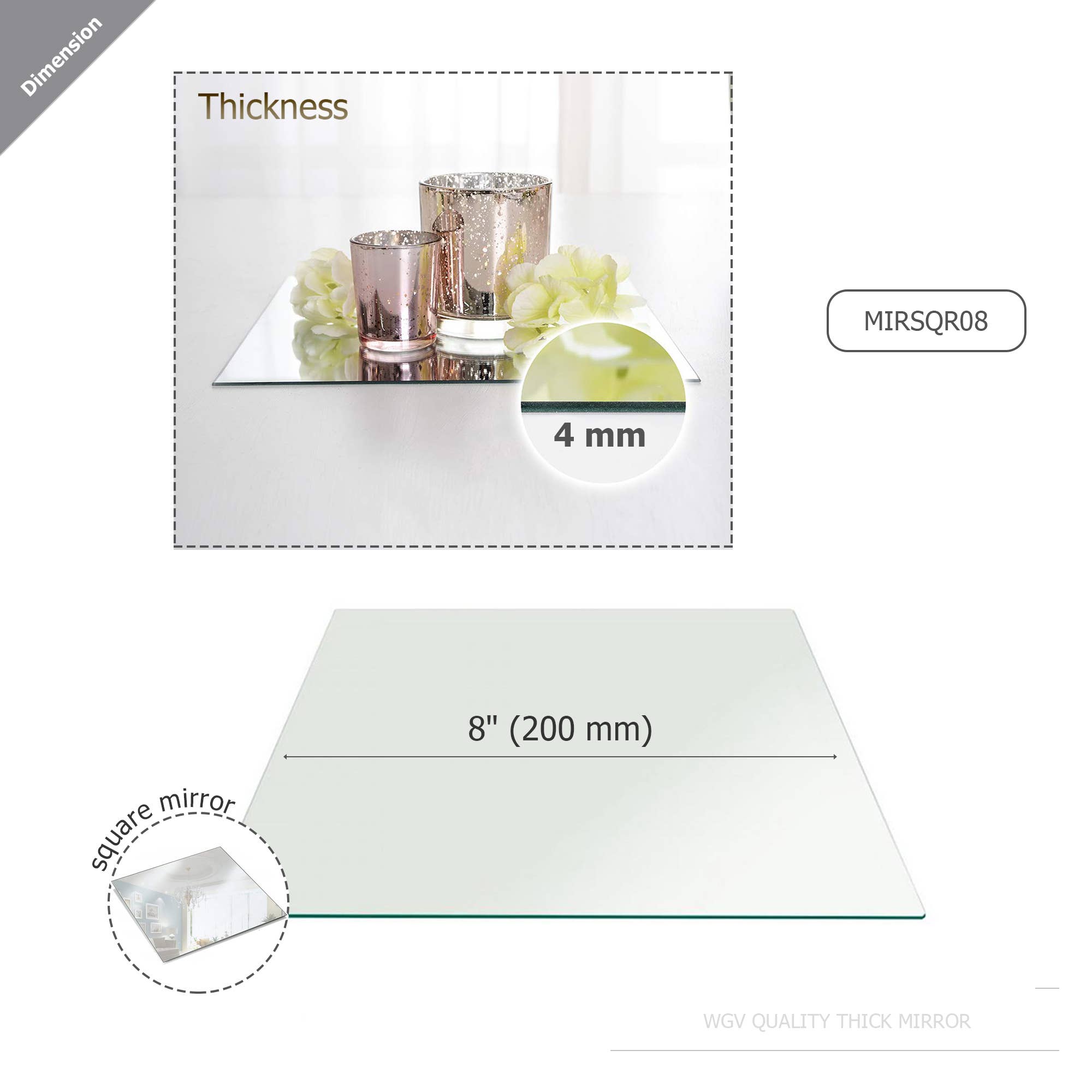 WGV International - Wholesale Wall Mirror - WGV  Square Mirror- 8" x 0.16"H2