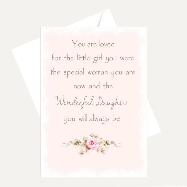 You Are Loved - Wonderful Daughter - Watercolor Rose Card for wholesale by Bellflower Girl