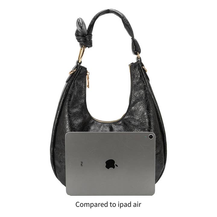 Melie Bianco - Wholesale Shoulder Bag - Women's - Lilie Black Recycled Vegan Shoulder Bag