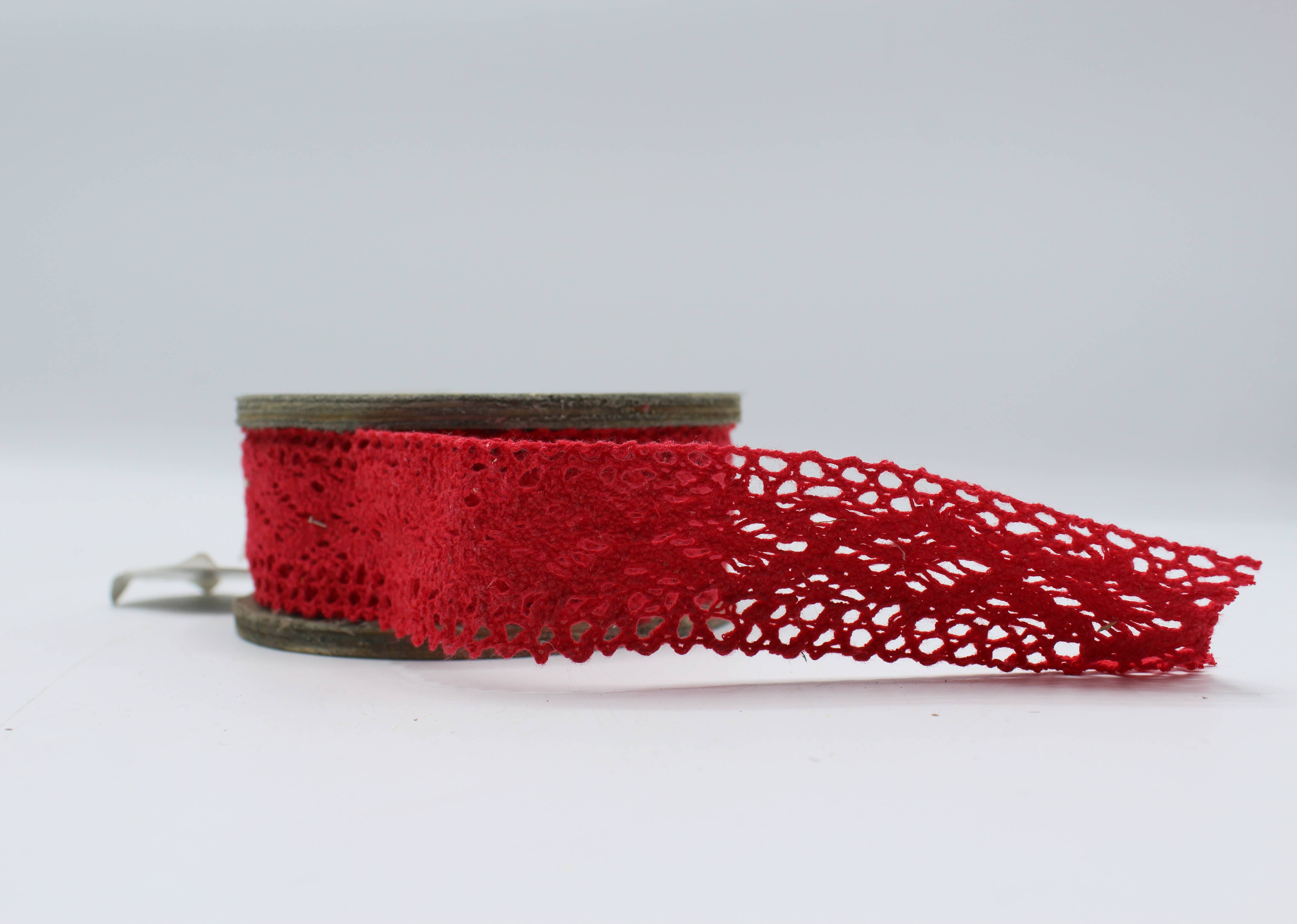 Fioretto Renato S.r.l. – Großhandel Band – Geschenke verpacken – Rotes Baumwoll-Spitzenband0