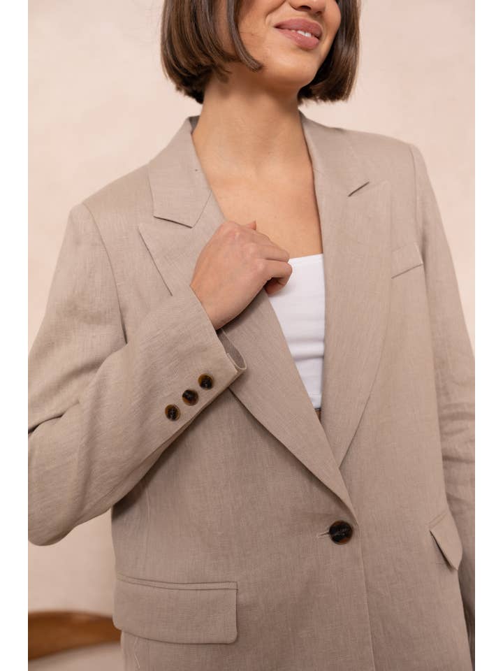 Attentif Paris - Vendita all'ingrosso Blazer - Donna - Giacca blazer in lino premium taglio dritto16