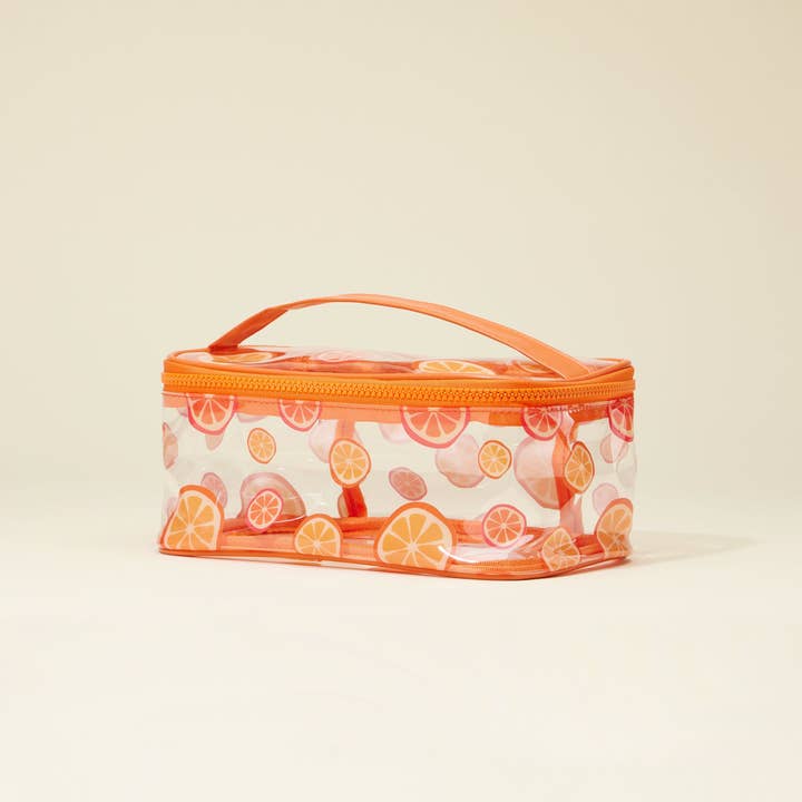 Frem - Wholesale Makeup/Cosmetic Bag - Fruit-Print Clear Makeup Bag with Handle Travel Organizer