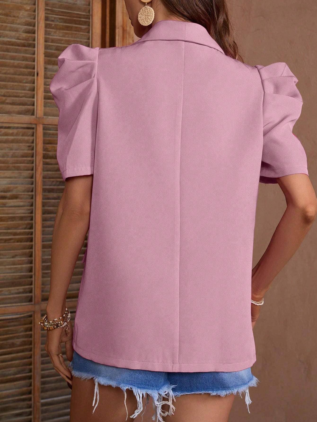 Queen Fashion - Wholesale Blazer - Dames - Blazerjack van kunsthars met inkepingen en pofmouwen34