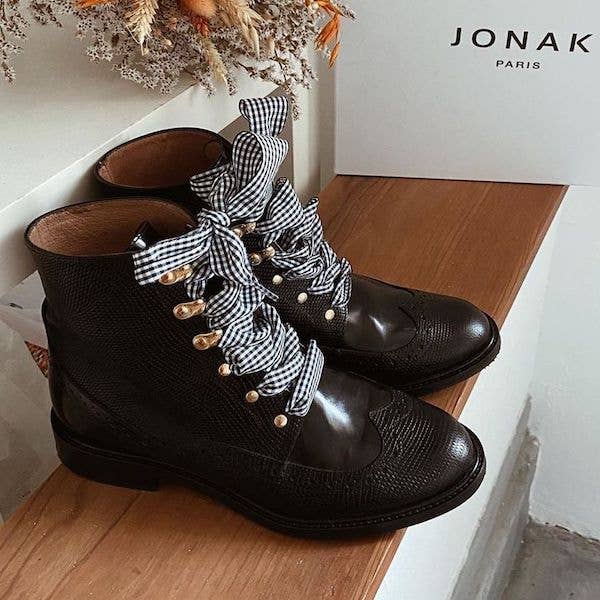 furiouslaces - Vendita all'ingrosso Lacci per scarpe - Unisex - Lacci con motivo Vichy - Nero