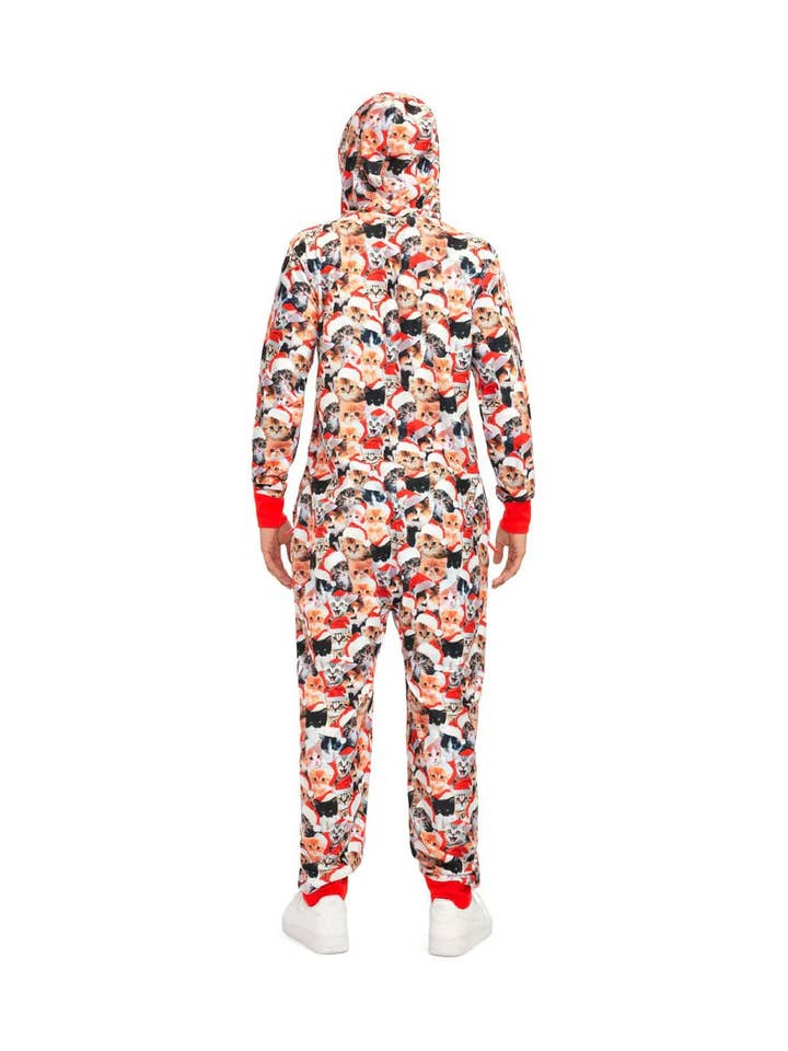 Tipsy Elves - Wholesale Onesie - Unisex - Meowy Catmus Unisex Adult Christmas Cat Jumpsuit Onesie