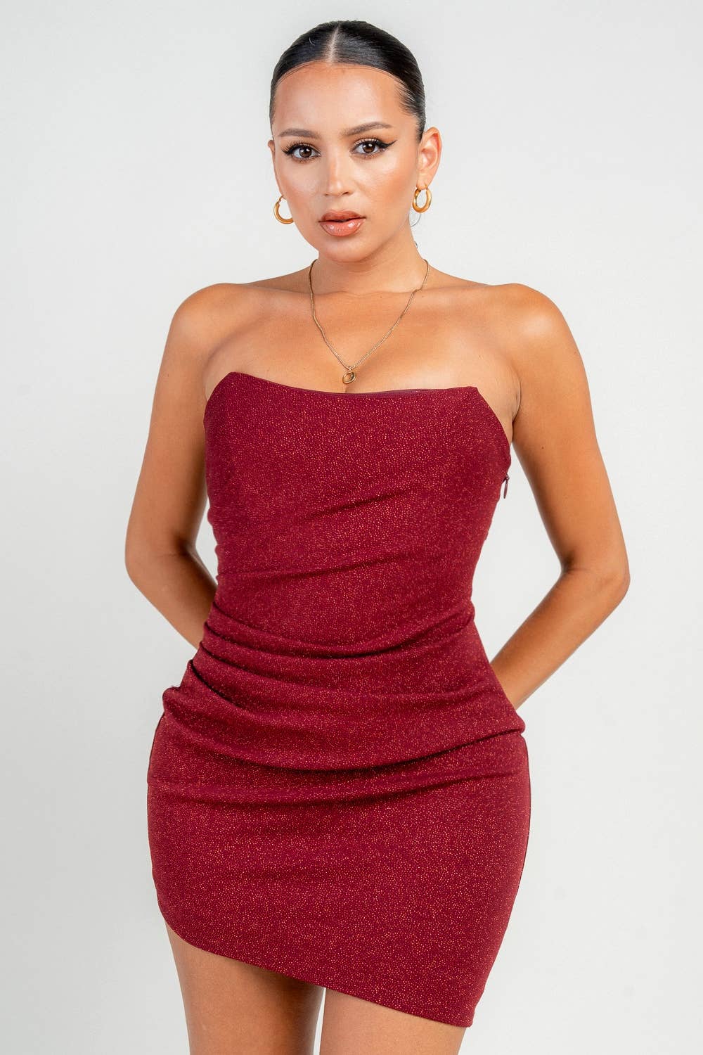 PRIVY - Venta al por mayor Vestido - Mujer - HD30401KD / VESTIDO MINI CON TORSIÓN EN LA ESPALDA Y RECORTE9