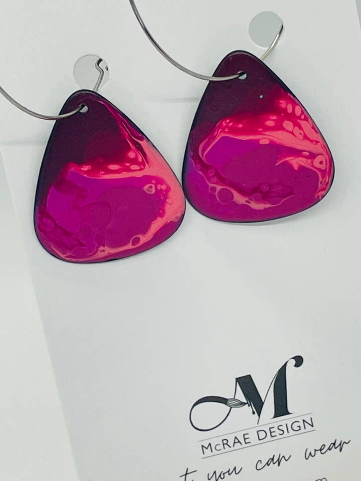 Hand Painted Guitar Pick Earrings (Hoops) for wholesale by McRae Design