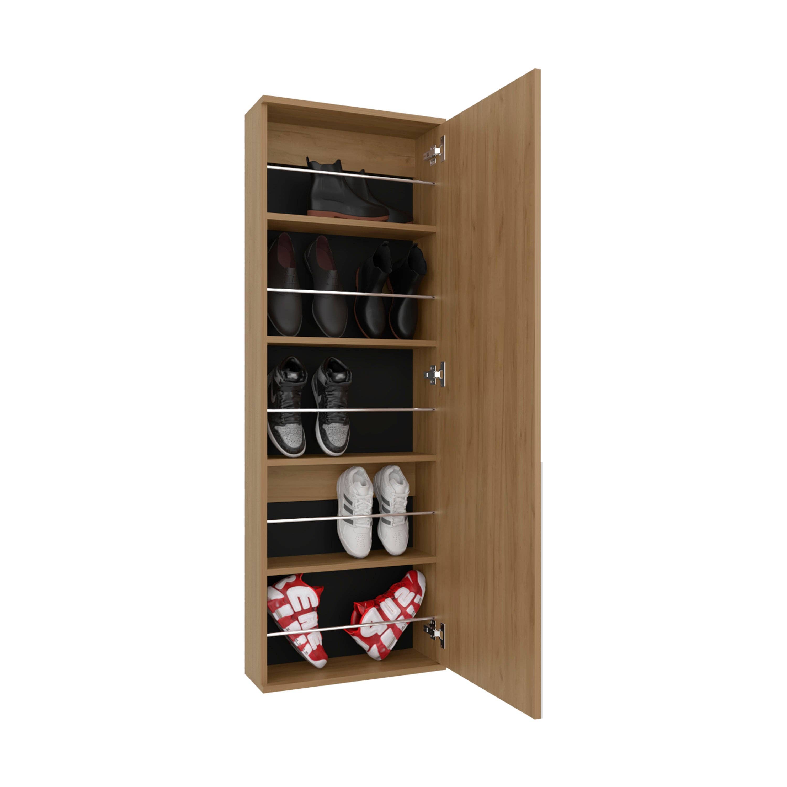 Natural Oak Shoe Rack Leto With Mirror for Bedroom for wholesale on Faire4