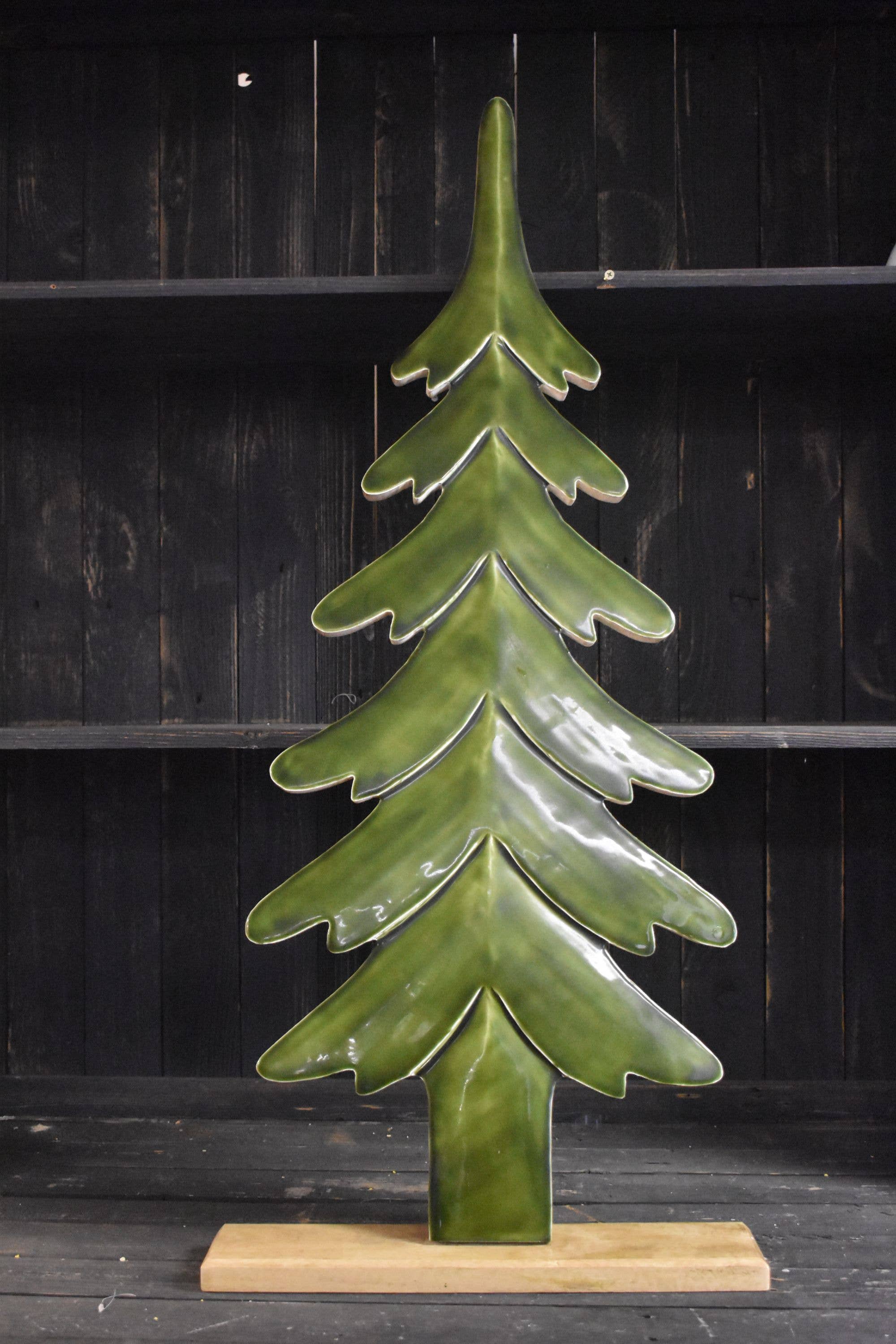 Wholesale Home Decor - Wholesale Christmas Decoration - Wooden Tree w/ Green Enamel 16x4x40in PALLET ORDERS ONLY1