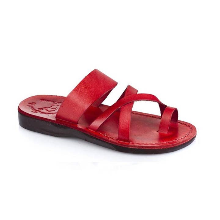 The Good Shepherd - Leren sandaal met teenlus | Rood voor wholesale door Jerusalem Sandals