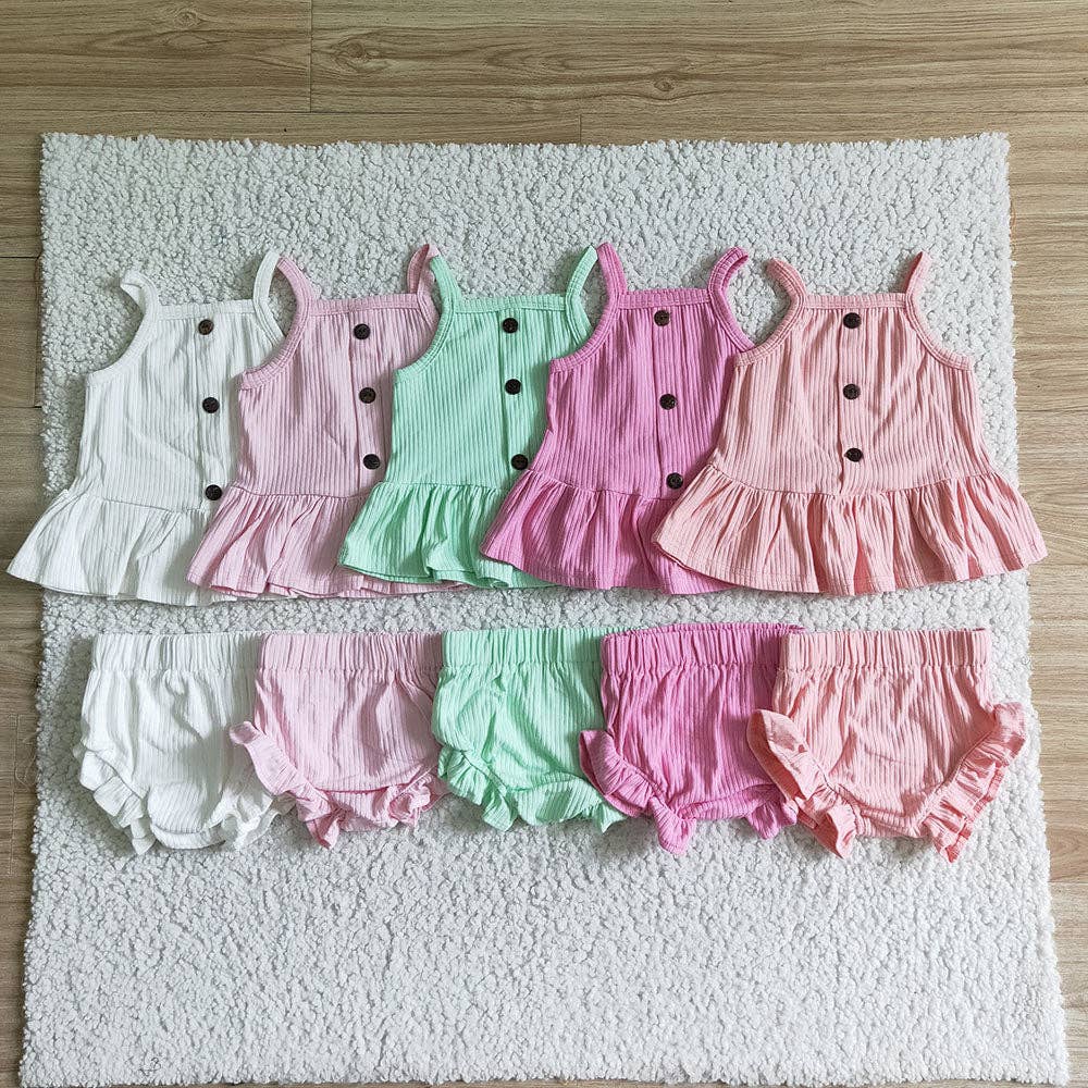 Wholesale Baby girls cotton ribbed bummie sets(headband please choose