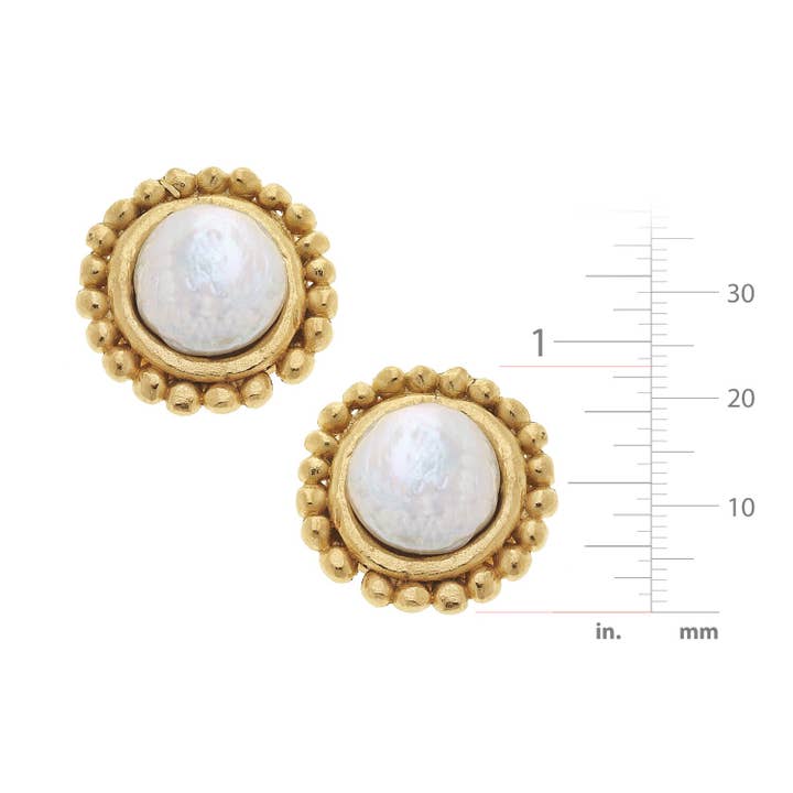 Susan Shaw - Wholesale Stud/Post Earrings - Gold with Coin Pearl Pierced Earrings1