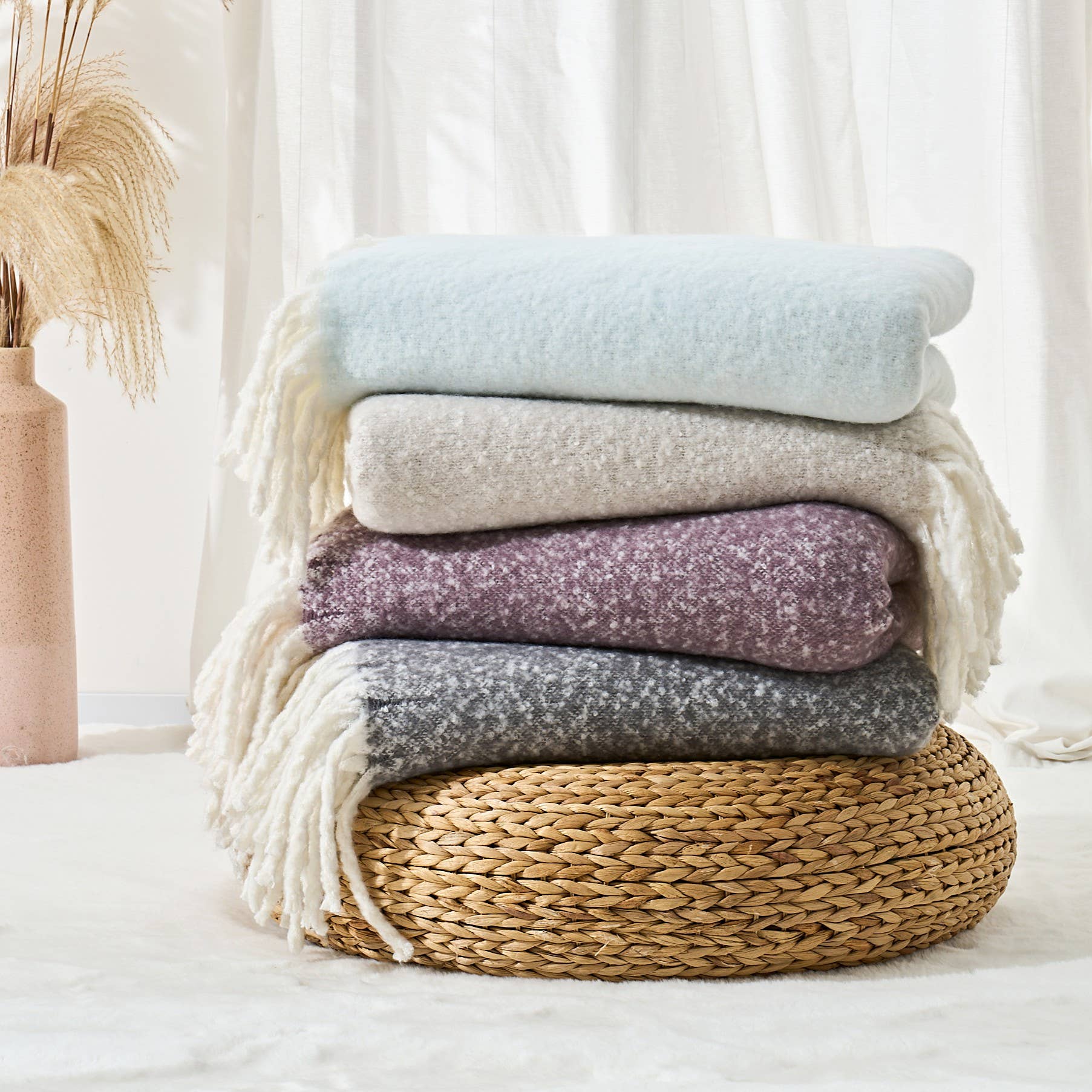 Allure Bath Fashions – wholesale Throw blanket – Aisling Faux Mohair Throw - Soft, Stylish Fringed Blanket16