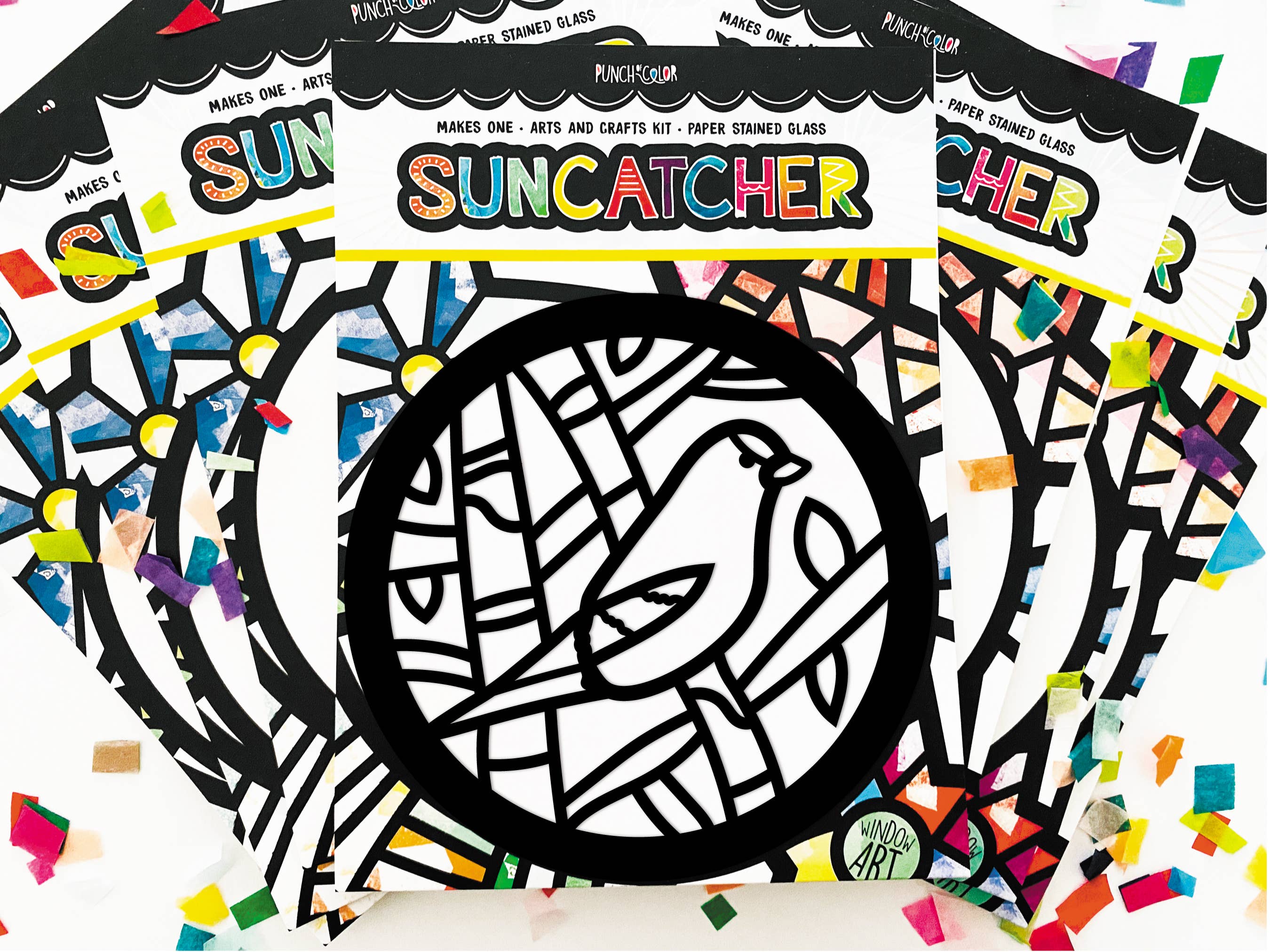 Punch of Color - Wholesale DIY Craft Kit - Kids - Finch Bird Paper Suncatcher Craft Kit3